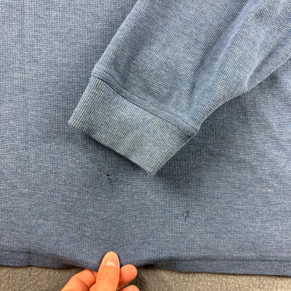 LL Bean Henley Shirt Men's 2XL Blue Traditional Fit Waffle Knit Long Sleeve - Picture 5 of 9